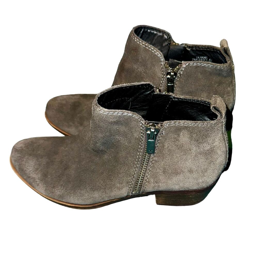 Lucky Brand Women's Basel Gray Suede Ankle Boots Double Zip Size 7 Fall Winter